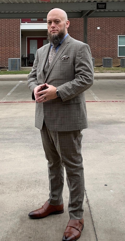 Dusty Brown Plaid Three Piece Suit - Customer Photo From Gregory Payne