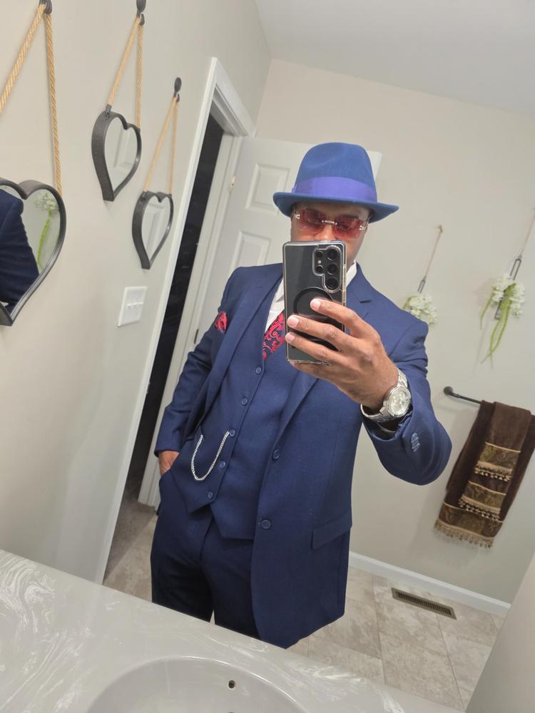 Royal Blue Birdseye Two Button Suit by Alain Dupetit