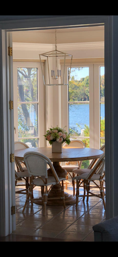 60" Round Pedestal Dining Table-Whitewash - Customer Photo From Jessica T.