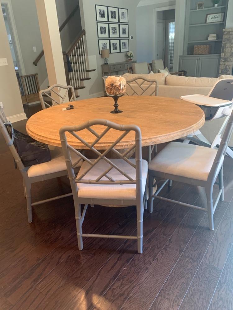 60" Round Pedestal Dining Table-Whitewash - Customer Photo From Anonymous