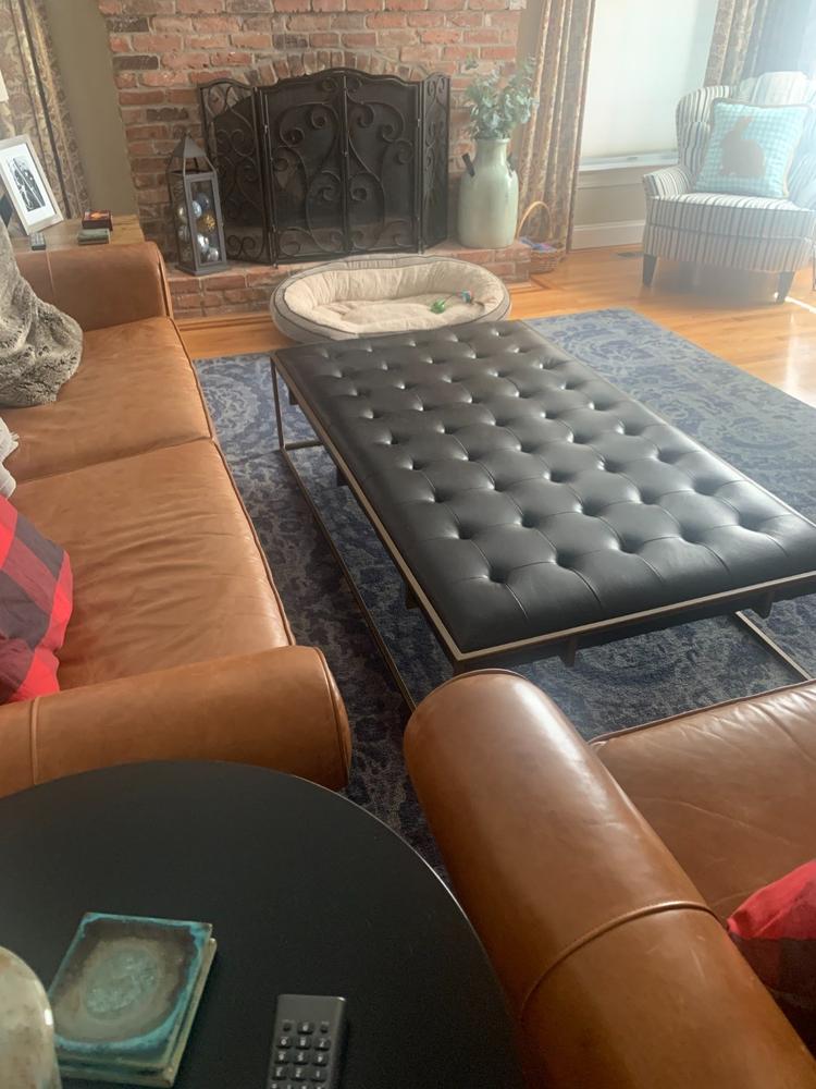 Oxford Tufted Black Leather Ottoman Coffee Table - Customer Photo From Michal C.