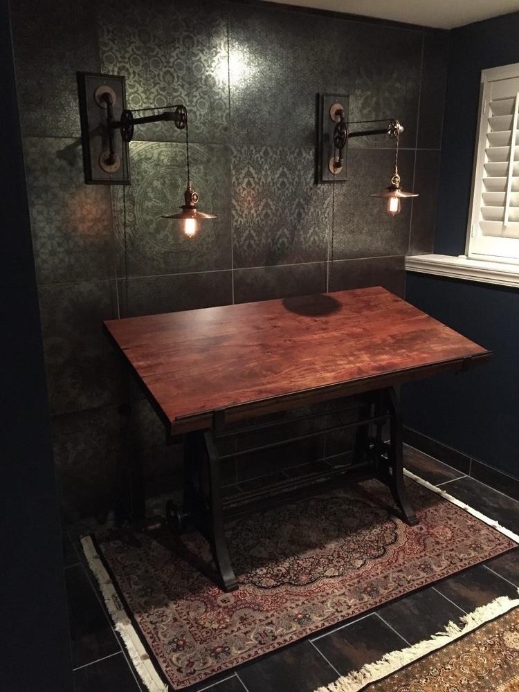 French Industrial Architect Drafting Table - Walnut - Customer Photo From Kevin S.