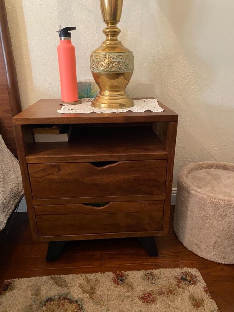 Brooklyn Loft Solid Wood 2 Drawer Nightstand - Customer Photo From Pamela Z.
