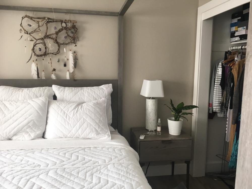 Gabby Modern Oak Queen Canopy Bed - Customer Photo From Misha F.