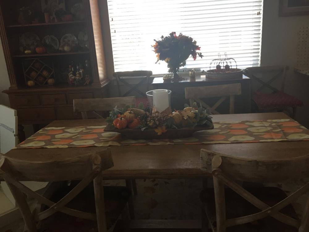 French Farmhouse Solid Wood Trestle Dining Table 72" - Customer Photo From Jan M.