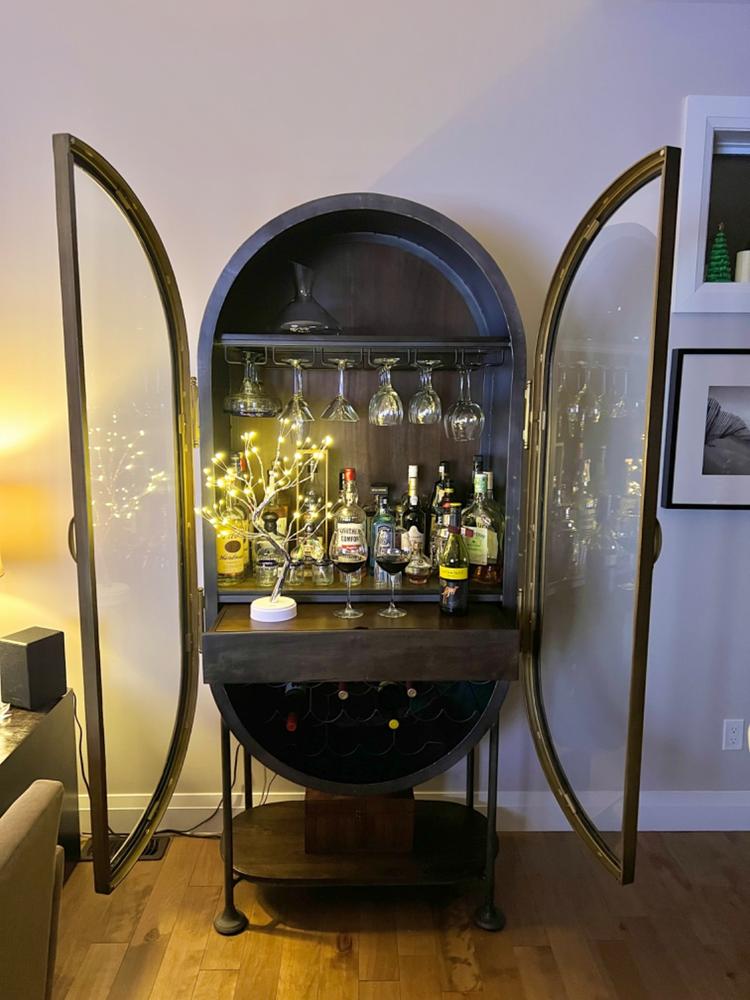 Steampunk Industrial Oval Bar Cabinet - Customer Photo From John Acs Jr