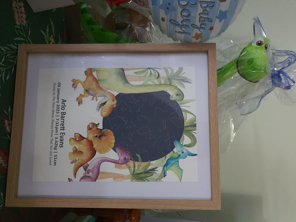 Star Map Dinosaur Birth Print - Customer Photo From Chantelle Evans