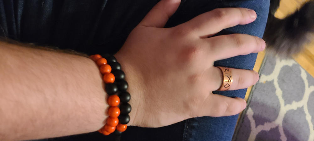 Custom Rune Ring - Cuff Style - Brass - Customer Photo From Dylan Miller