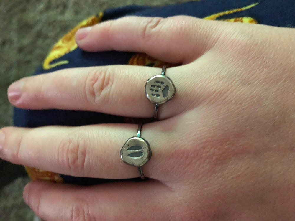 Animal Track Stacking Ring - Wolf, Bear, Deer, Raven - Wolf - Customer Photo From Chelsea G.