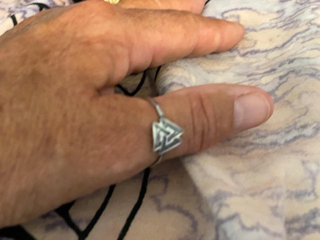 Silver Valknut Stacking Ring - Customer Photo From Meg Wittenmyer