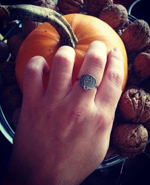 Pumpkin Ring - Custom Rune - Fine Silver - Customer Photo From Anonymous