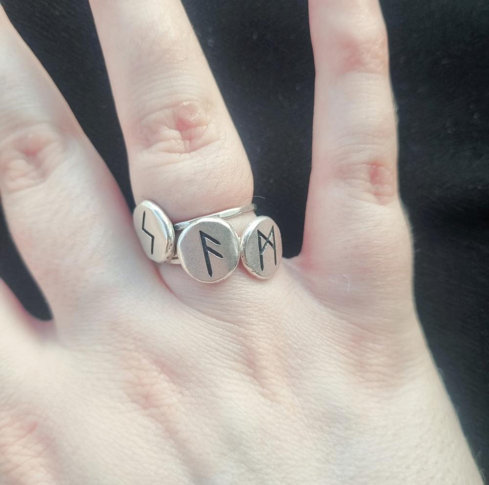 Rune Ring - Stackable - Custom Elder Futhark Rune - Customer Photo From Ebony