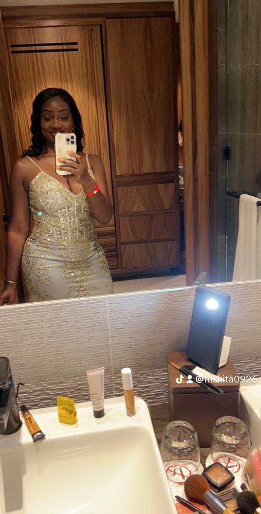 Shimmer Corset Bodice Mermaid Evening Gown- Gold Mist  Moda Glam Boutique