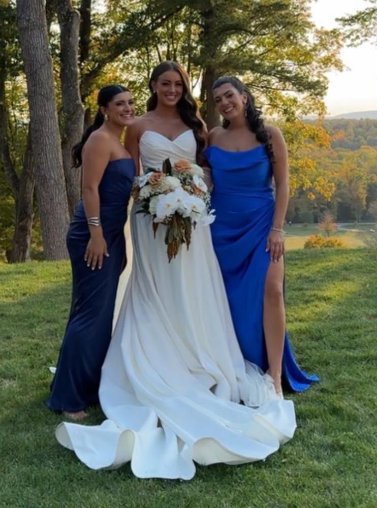penelope glitter formal high low dress Navy Blue One-Shoulder Formal Evening Dress - Size 16 main image 1