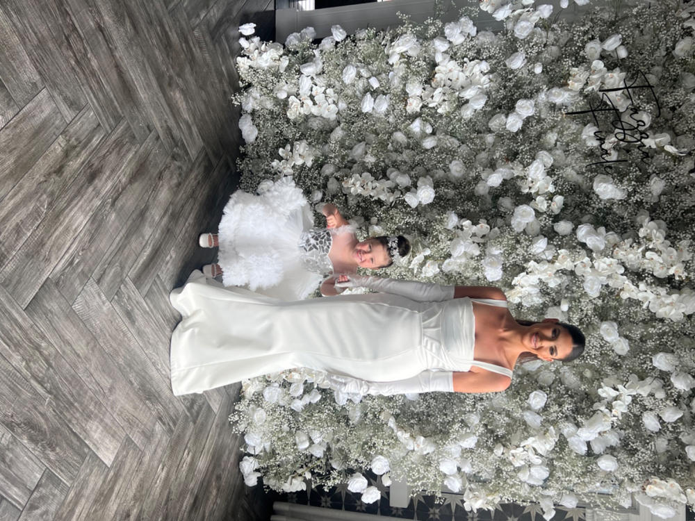 Satin Opera Length Gloves- White - Customer Photo From Samantha Smith