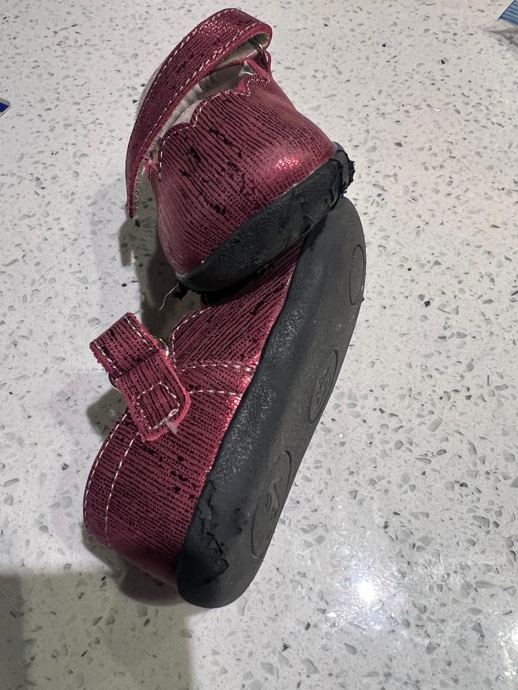 Susie (First Walker)  Burgundy Metallic - Final Sale - Customer Photo From Johanna