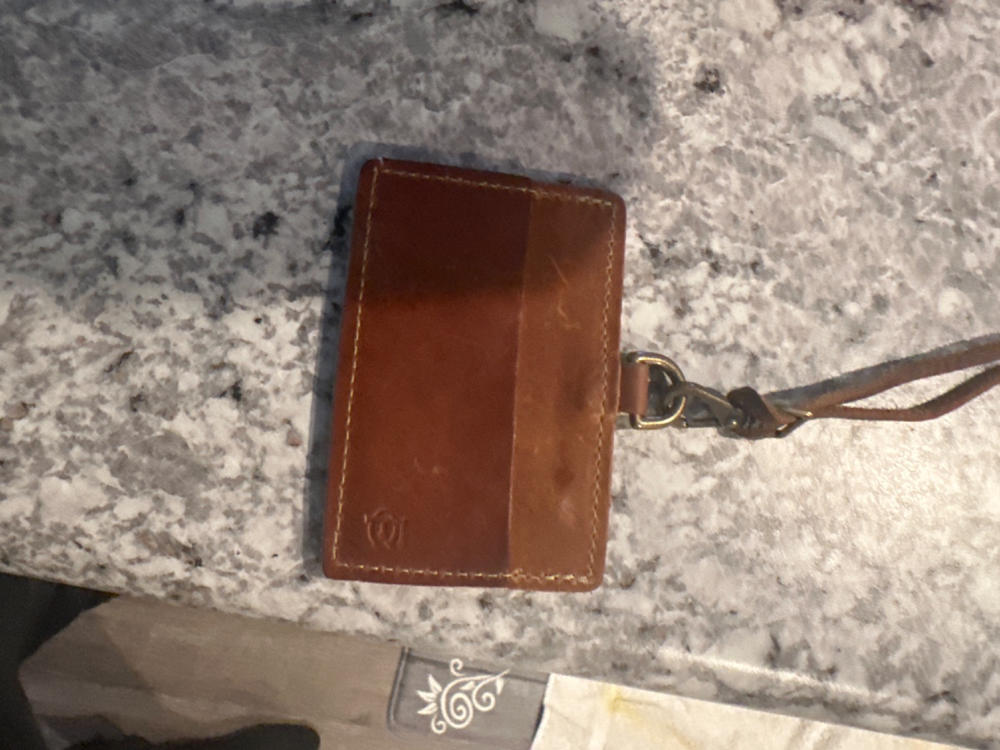Horizontal Leather ID Badge Holder with Lanyard - Customer Photo From Shannon Caldwell