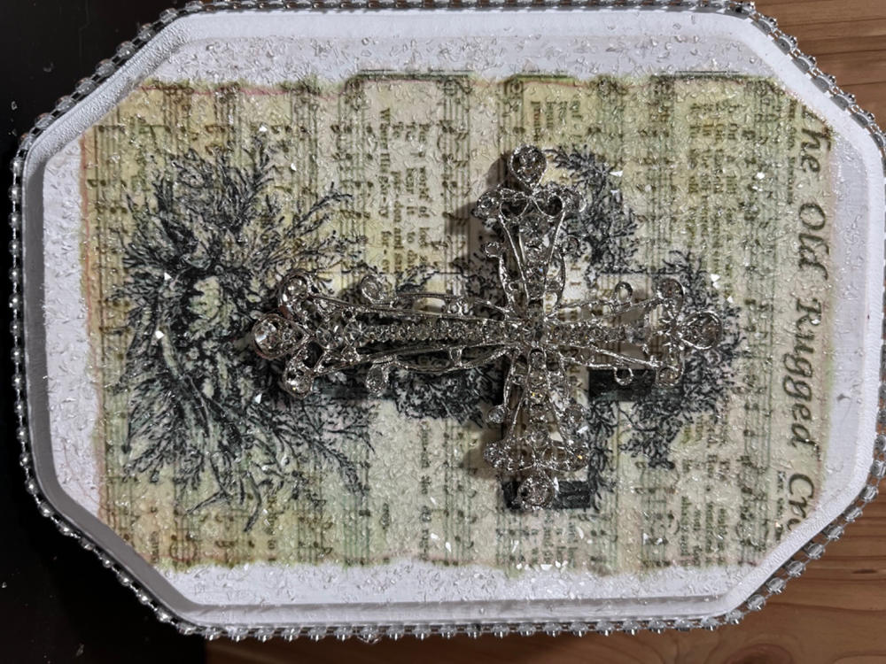 SILVER RHINESTONE CROSS BROOCH | Deal of the Month - Customer Photo From Brenda Rice