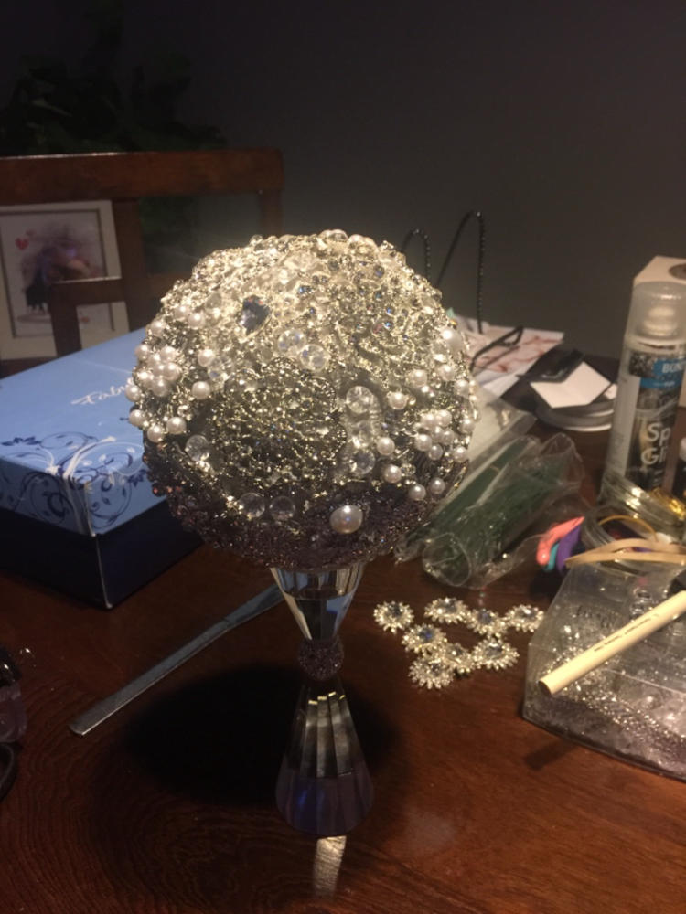 Bulk Silver Rhinestone Embellishments with Pearls - Customer Photo From April Jefferson