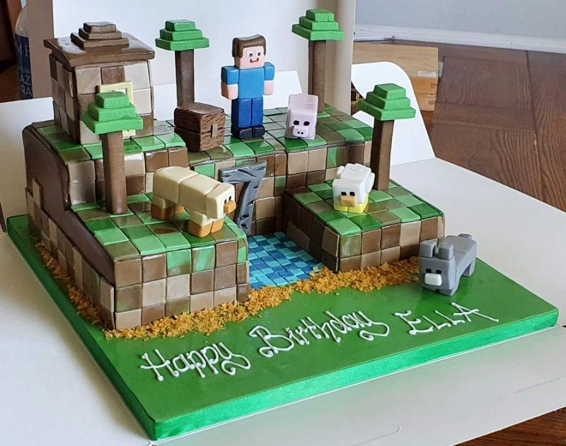 Tiered Minecraft Cake, Birthday, Celebration, Boys