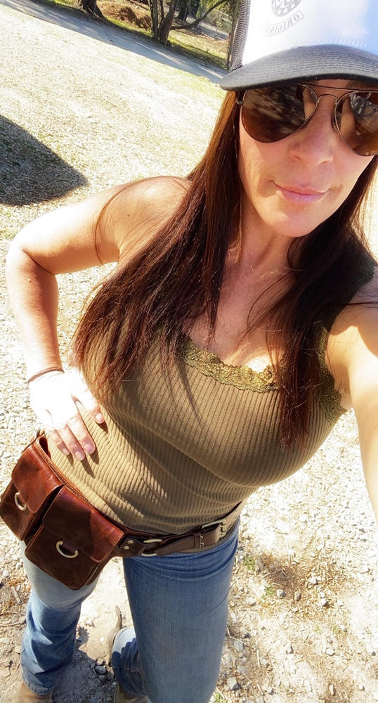 Adonis X  Leather Waist Purse Fanny Pack Hip Bag - Customer Photo From Michele J.