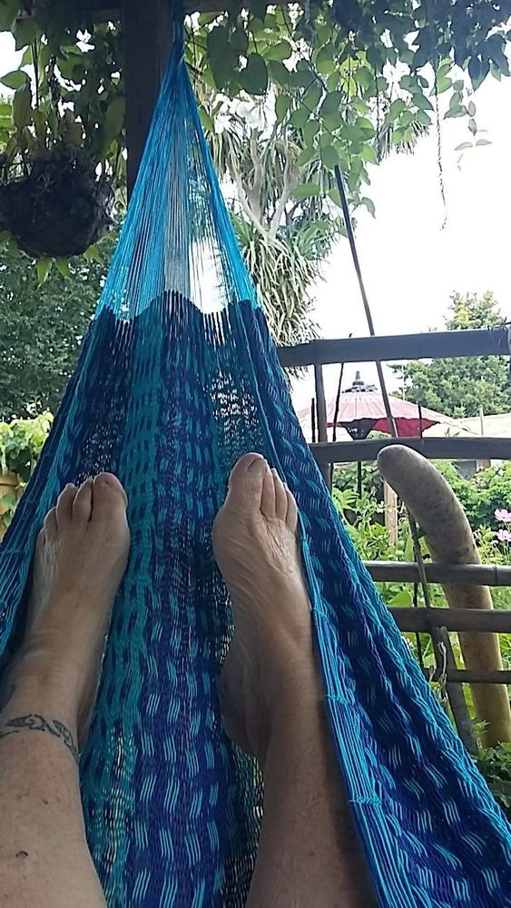 Mexican Hammock - Double Blue - Customer Photo From CHERYL NOBLE