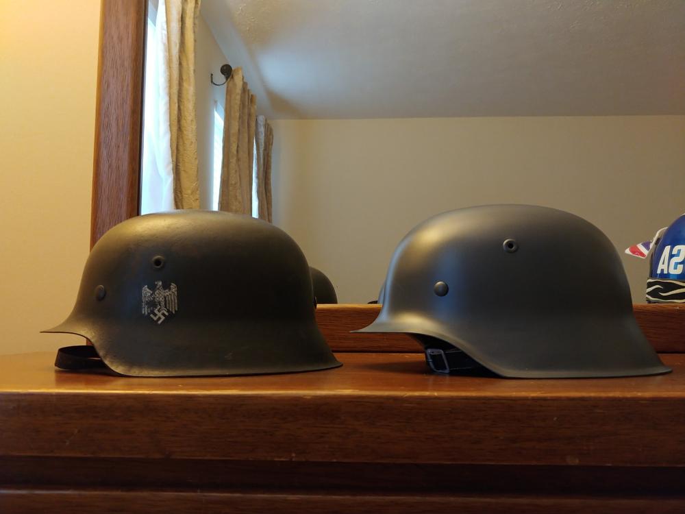  German WWII M42 Steel Helmet- Stahlhelm 42 WW2 M1942- Extra  Large Shell- Size 70: Powersports Helmets: Clothing, Shoes & Jewelry