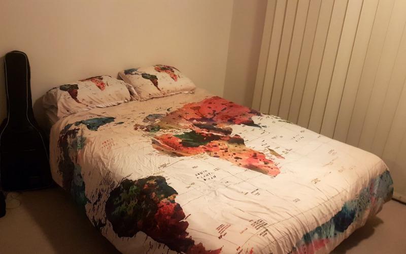 Watercolor World Map With Place Names Bedding Set - Customer Photo From Matt D.