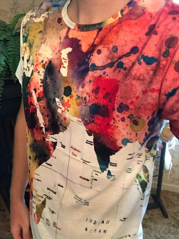 Watercolor World Map T-Shirt - Customer Photo From Anonymous
