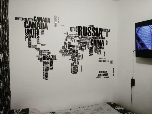 Word World Map Vinyl Wall Sticker - Black - Customer Photo From Anonymous