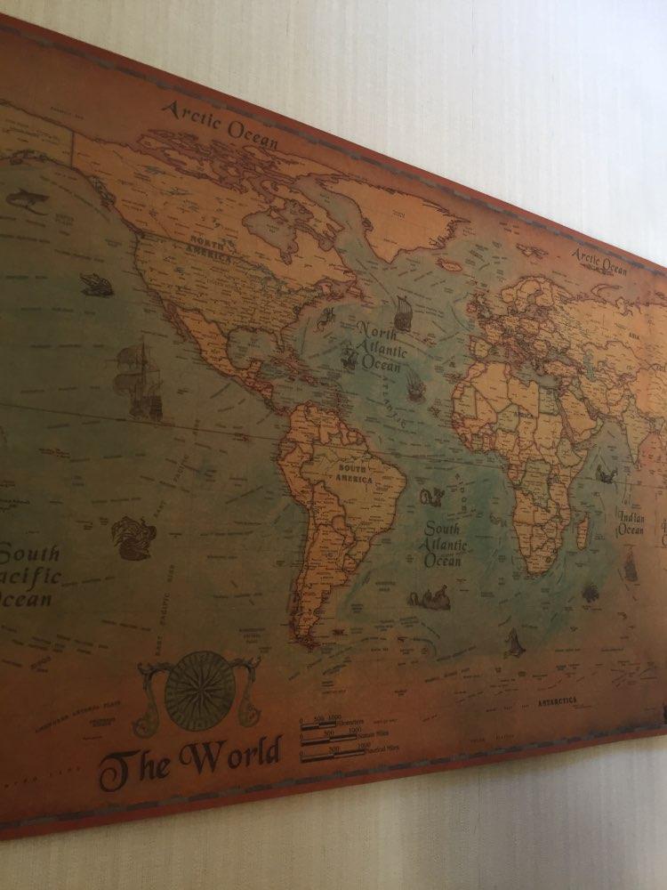 Ancient Explorers Retro World Map - Customer Photo From Tia H
