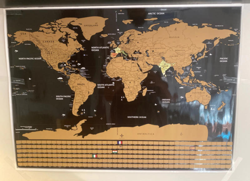 Premium World Scratch Map With Flags - Customer Photo From Joseph G.