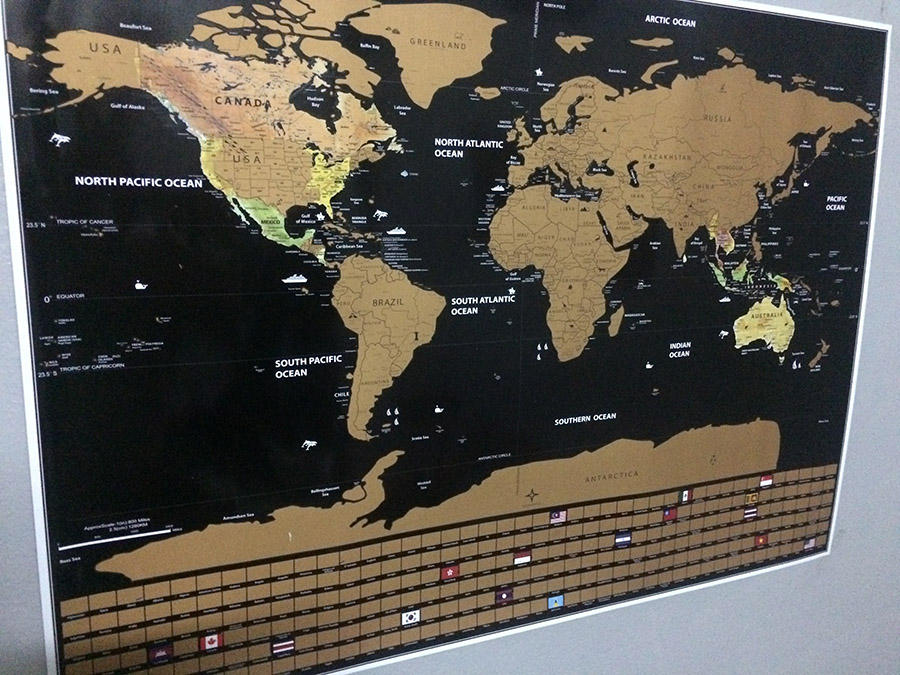 Premium World Scratch Map With Flags - Customer Photo From Sean M.
