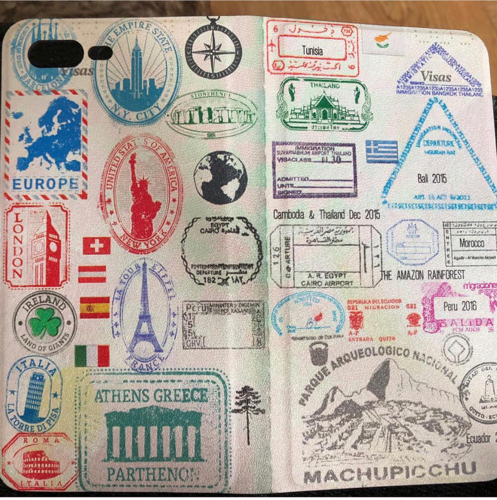 Custom Passport Stamp Foldable Phone Case - iPhone 8 Plus - Customer Photo From Christie M.