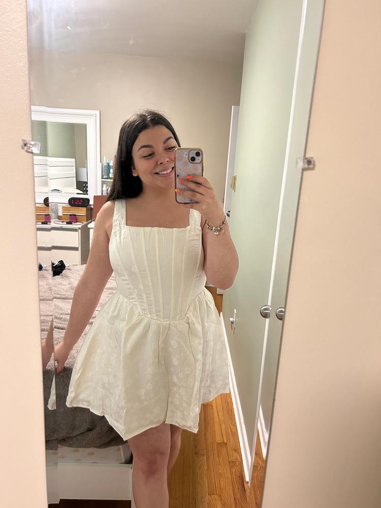 Piper Corset Mini Dress - White - Customer Photo From Amanda Duguay