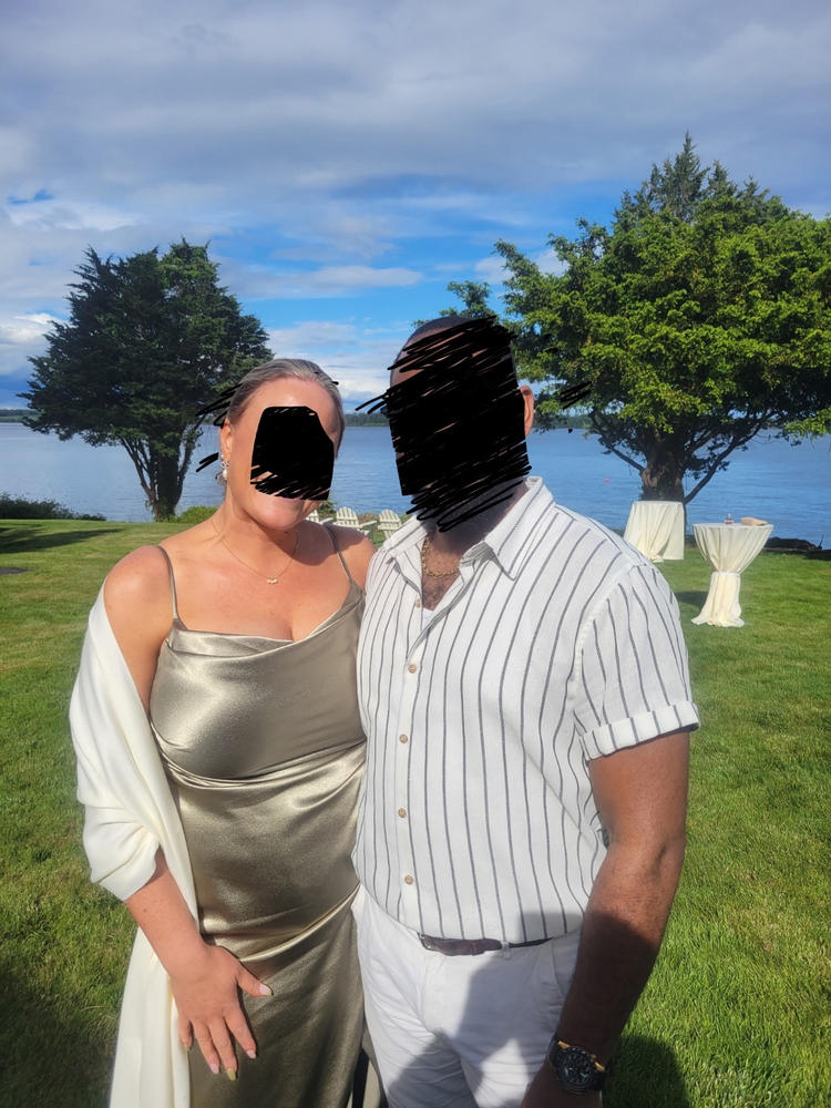 Lydia Shiny Satin Dress - Moss Green - Customer Photo From Shannon Dugger