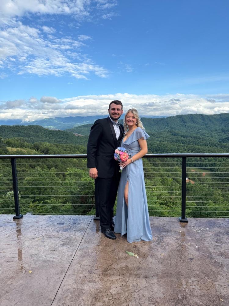 Jackson Chiffon Dress - Dusty Blue - Customer Photo From Abbey Mereness