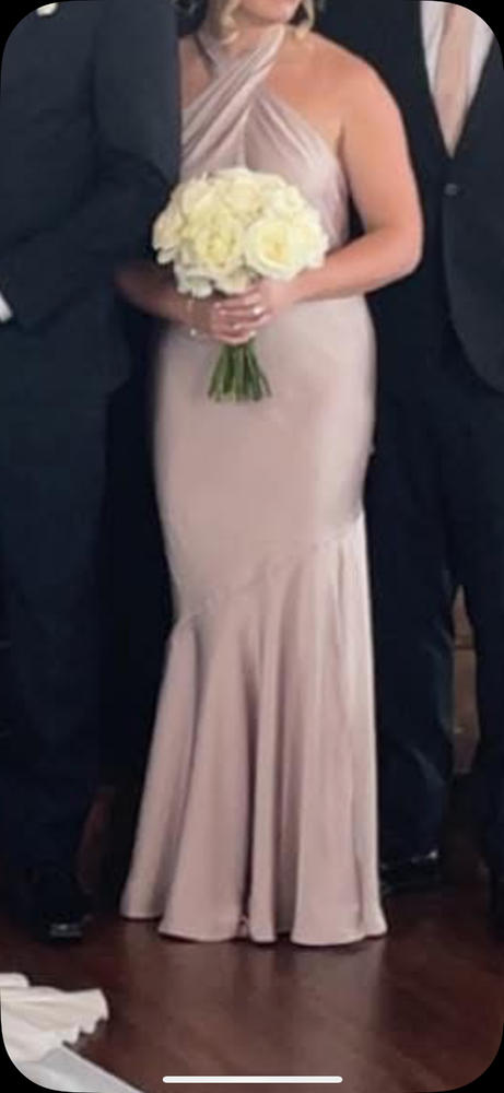 Stephanie Matte Satin Dress - Taupe - Customer Photo From Allison Helminiak