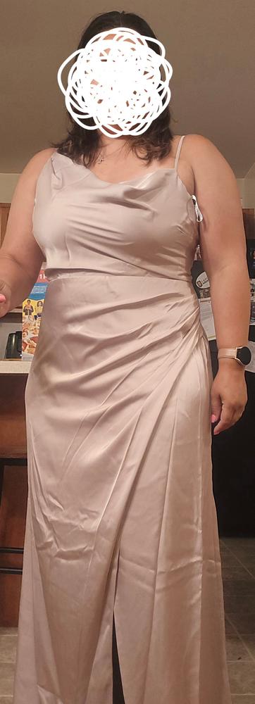 Jennifer Matte Satin Dress - Neutral Champagne - Customer Photo From Melissa