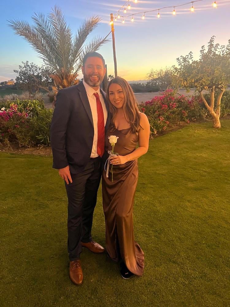 Jennifer Matte Satin Dress - Chocolate Brown - Customer Photo From Elizabeth Moore