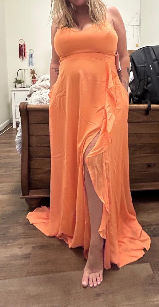 Theresa Chiffon Dress - Apricot - Customer Photo From Bobbie Moore