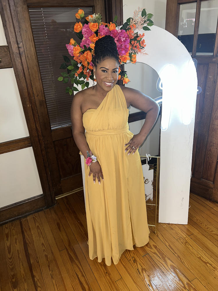 Grace Convertible Dress With Slit - Marigold - Customer Photo From Tamarra Holt