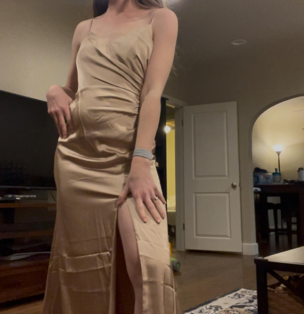 Catherine Matte Satin Dress - Sage