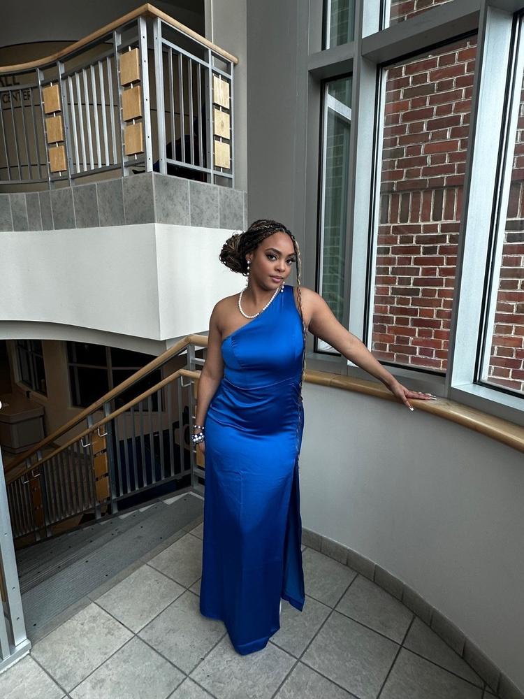 Kira Matte Satin Dress - Cobalt Blue - Customer Photo From Nina Thomas