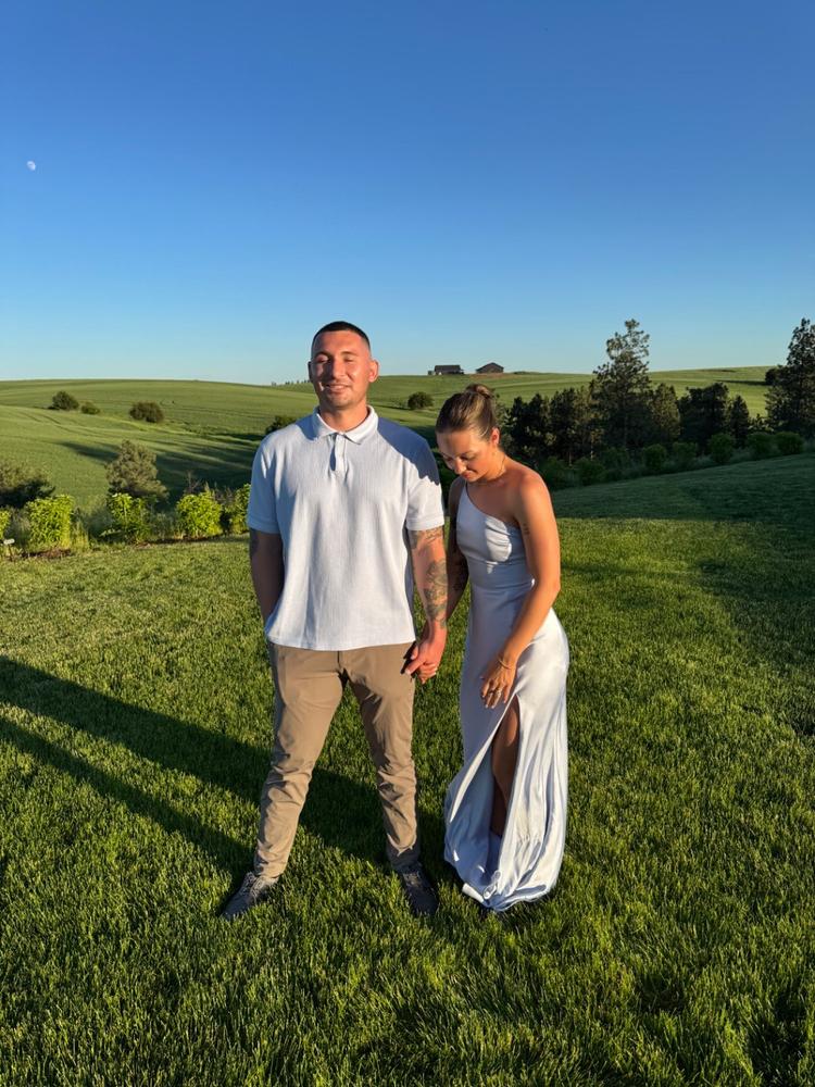 Kensie Matte Satin Dress - Periwinkle Blue - Customer Photo From Courtney Stark