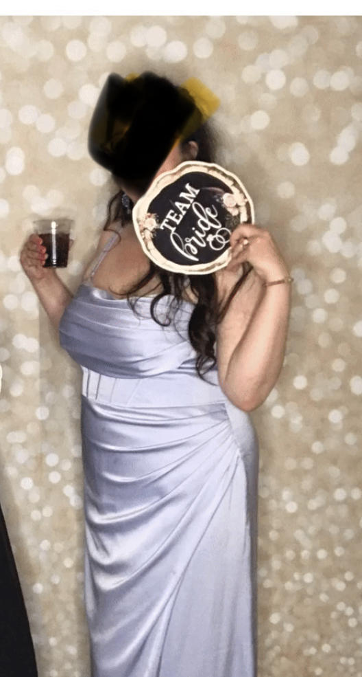 Carrie Matte Satin Dress - Periwinkle Blue - Customer Photo From Emma