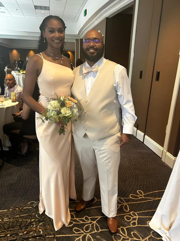 Kensie Matte Satin Dress - Peach Cream - Customer Photo From Ursula Holmes