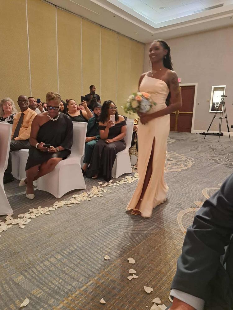 Kensie Matte Satin Dress - Peach Cream - Customer Photo From Ursula Holmes