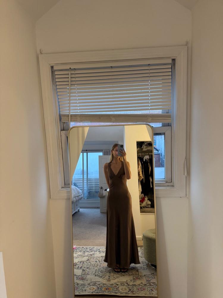 Veronica Matte Satin Dress - Mocha - Customer Photo From Caroline Hamilton