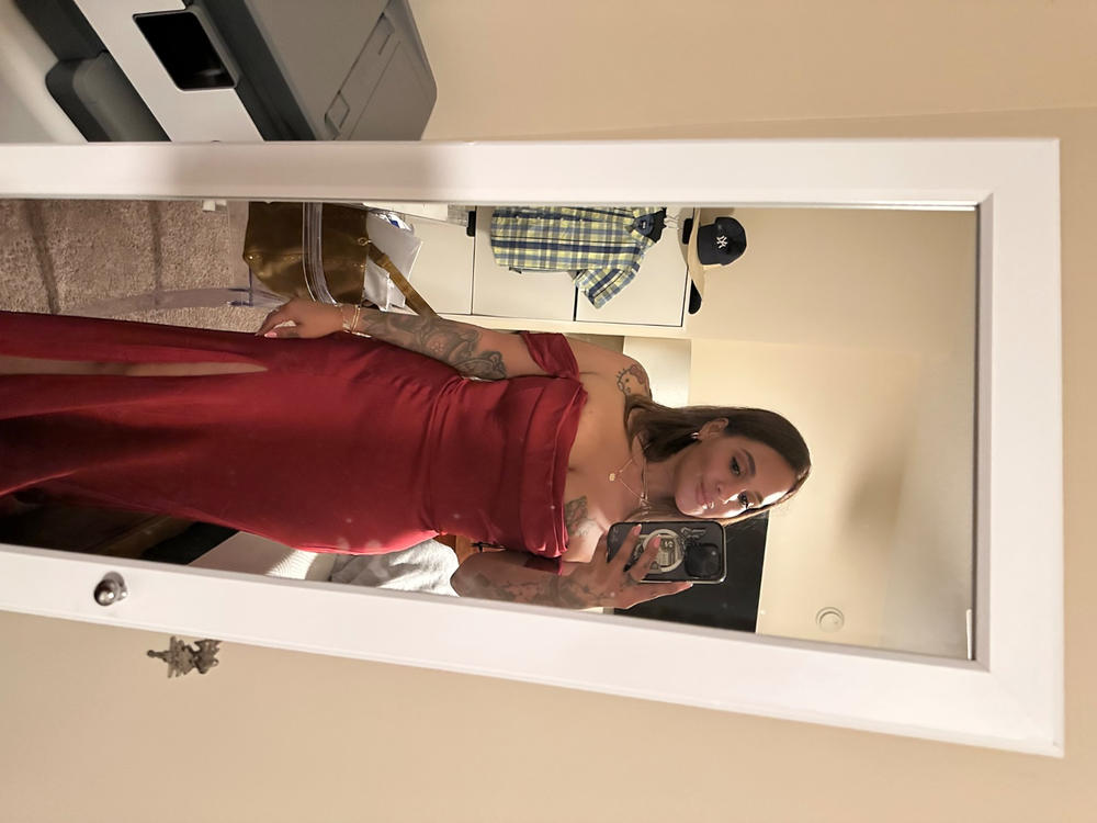 Mia Matte Satin Convertible Dress - Burgundy - Customer Photo From Michelle Walker